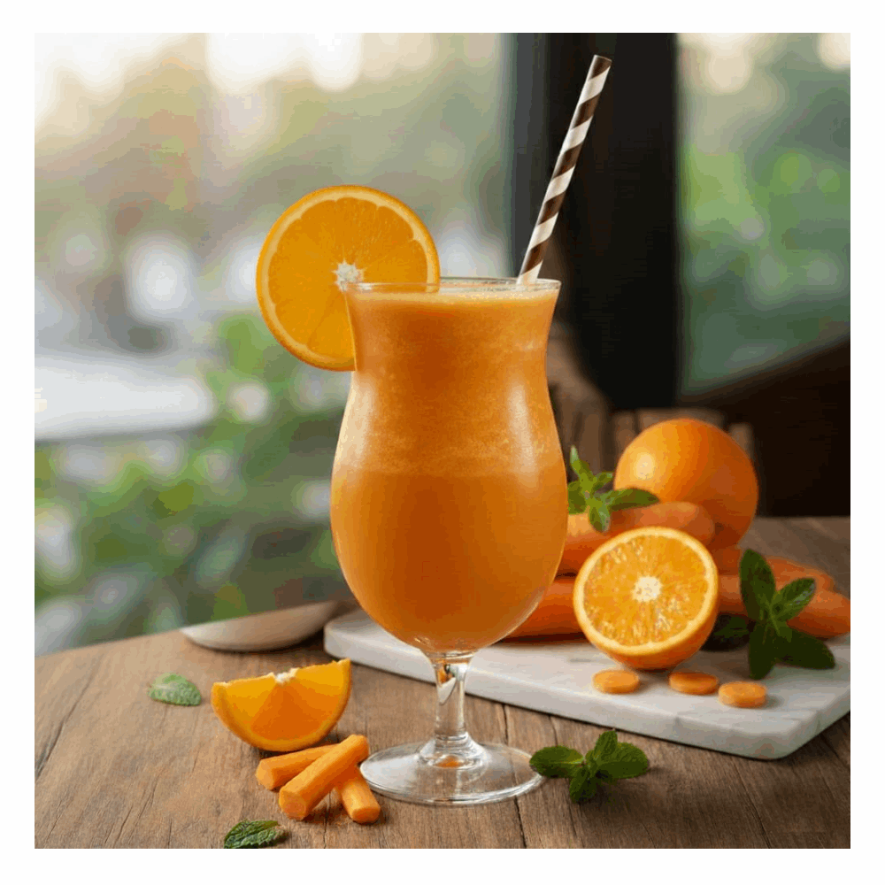 عصير كوكتيل طبيعي برتقال وجزر